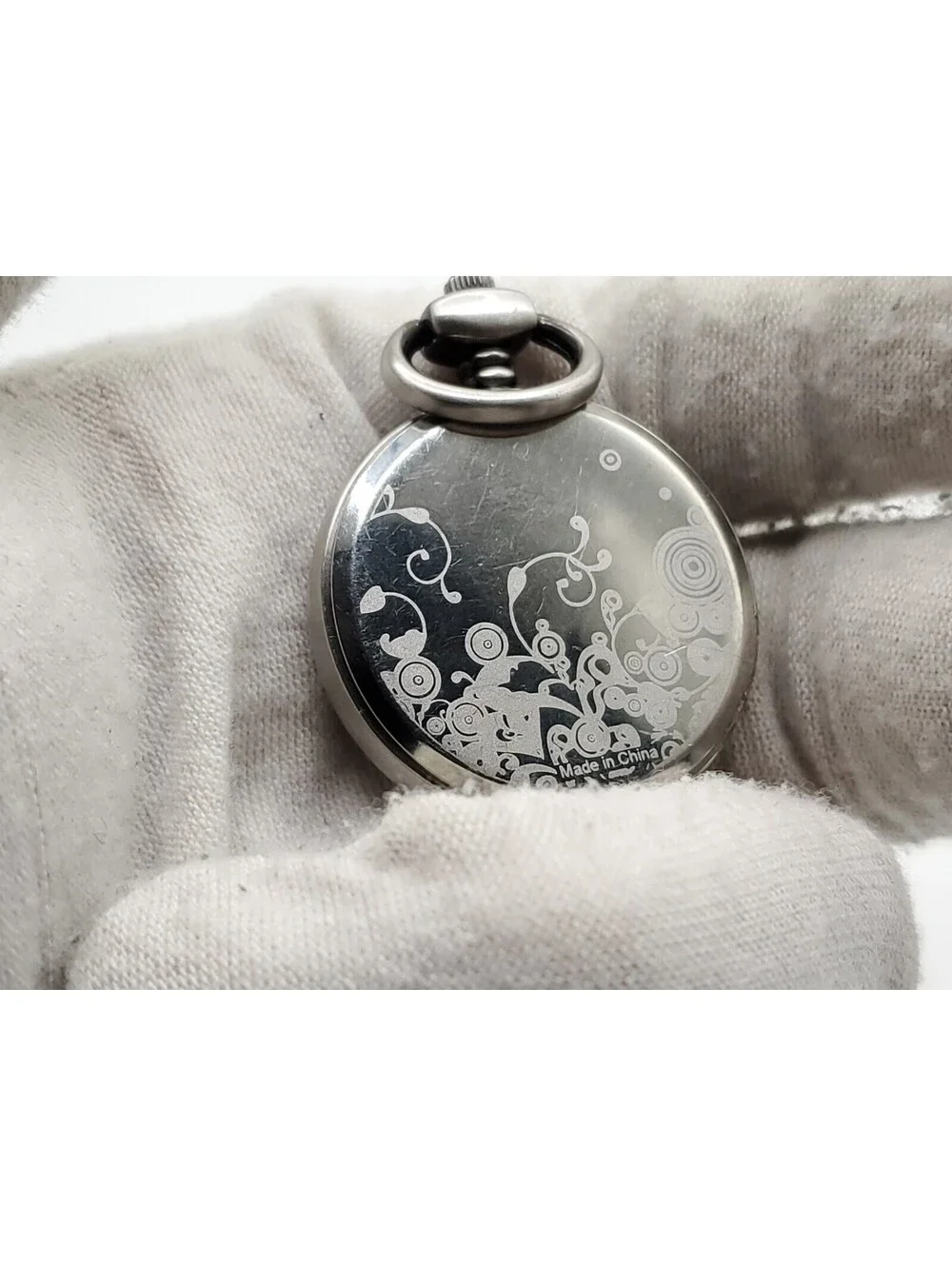 Tokyo Bay Pink Dial Silver Tone Pocket Watch Fob New Battery 30mm